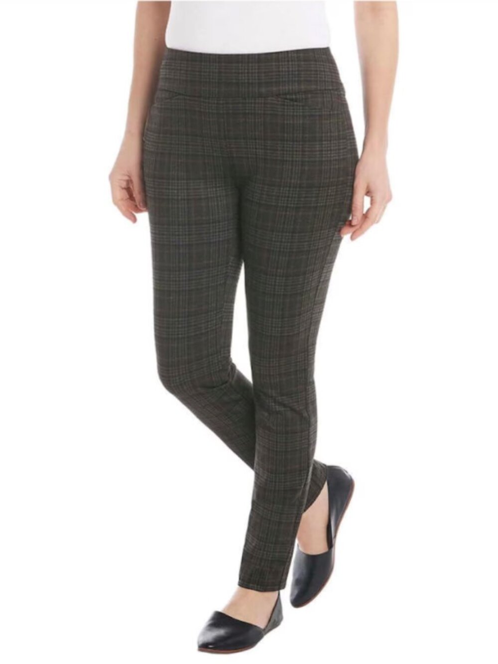 Dalia | Pull-On Ponte Pant 4-Way Stretch Fabric in Plaid